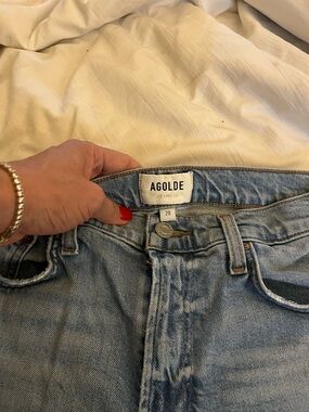 Agolde Light Blue High-Rise Straight Jeans